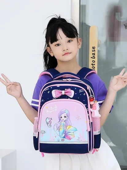 2023 New Children Cartoon Backpack for Girls in Grades 1 to 3 to Reduce Burden and Protect Spine