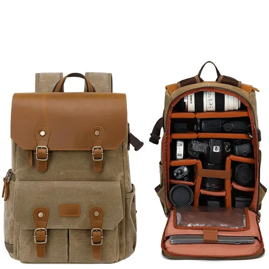 SLR Camera Bag Waterproof and Anti-Theft Large Capacity Canvas Drone Backpack