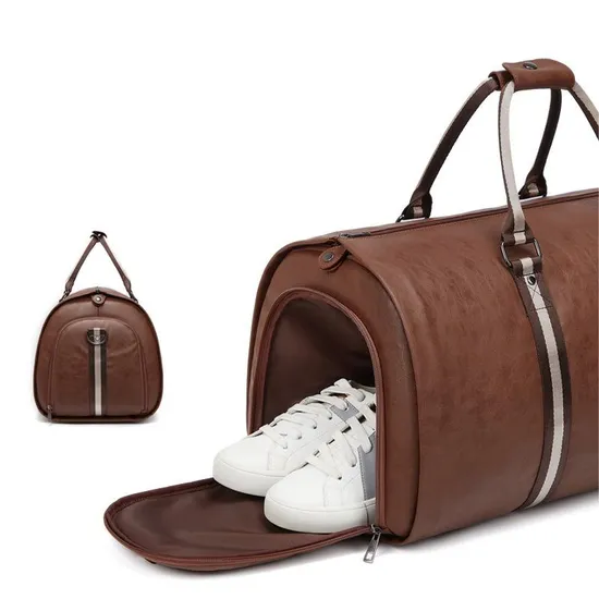 Folding Travel Suit Bag Luggage Bag Large Capacity Portable Pull Rod Suit PU Leather Bag