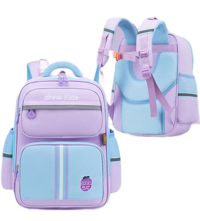 New Boys and Girls Primary School Student Backpack Embroidered to Reduce Burden and Protect Spine Backpack
