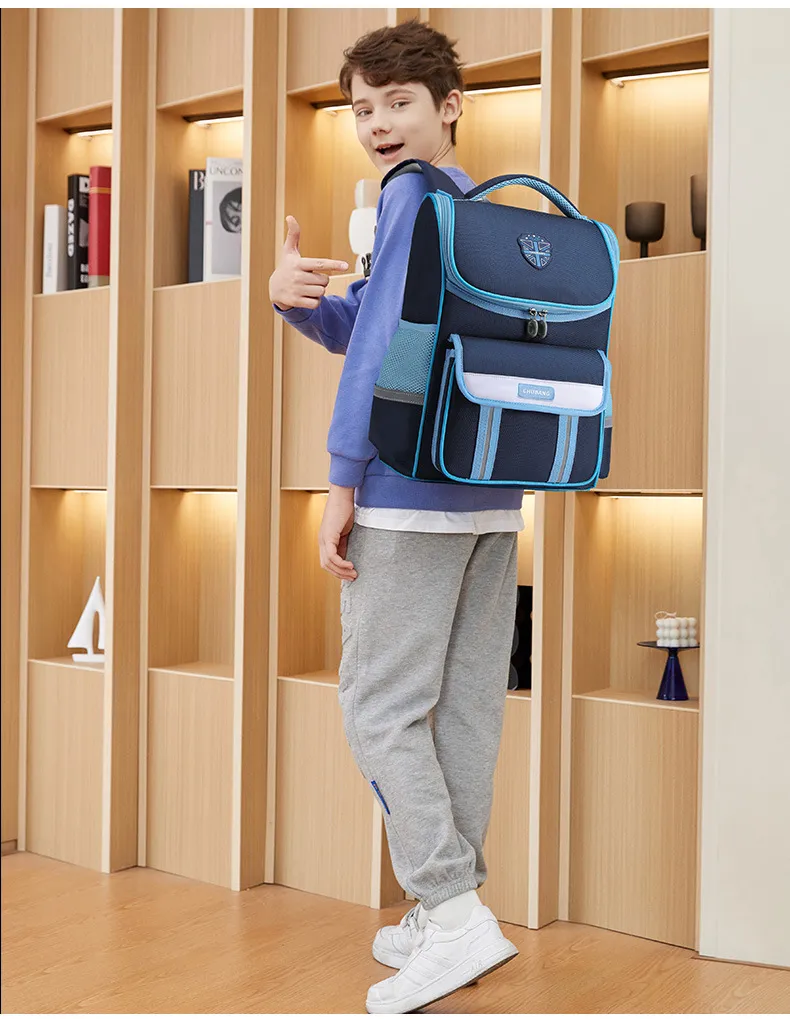 New Children&prime;s Backpack for Primary School Students Lightweight Large Capacity British Style Student Backpack