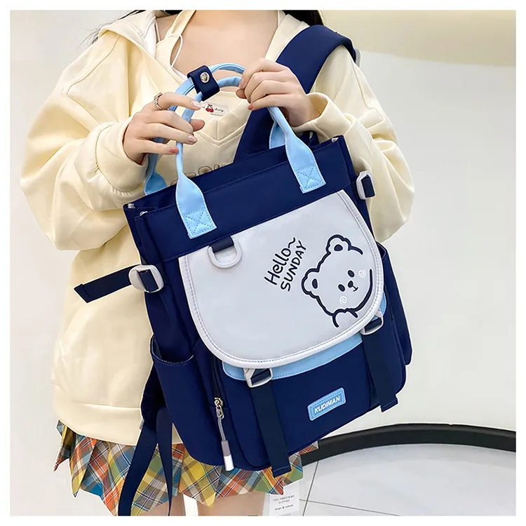 Elementary School Tutoring Bag Double Back Hand-Held Backpack Children&prime;s Learning Homework Tutoring Class Art Bag