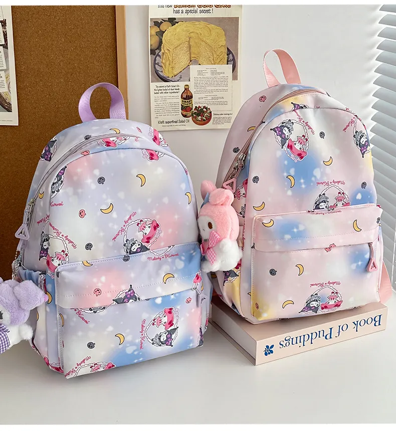 Primary School Backpack Starry Sky Large Capacity Nylon Full Print Cute New Kuromi Cartoon Creative Backpack