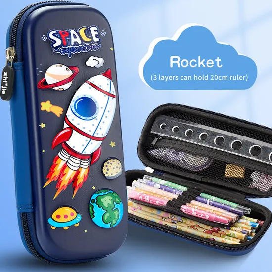 3D Pencil Case Large Capacity Stationery Box Elementary School Cartoon EVA Pencil Case Pouch