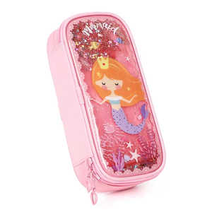 Flowing Sand Pencil Bag Unicorn Flamingo Students Pencil Bag Large Capacity Pen Box Cute Cartoon Pencil Pouch