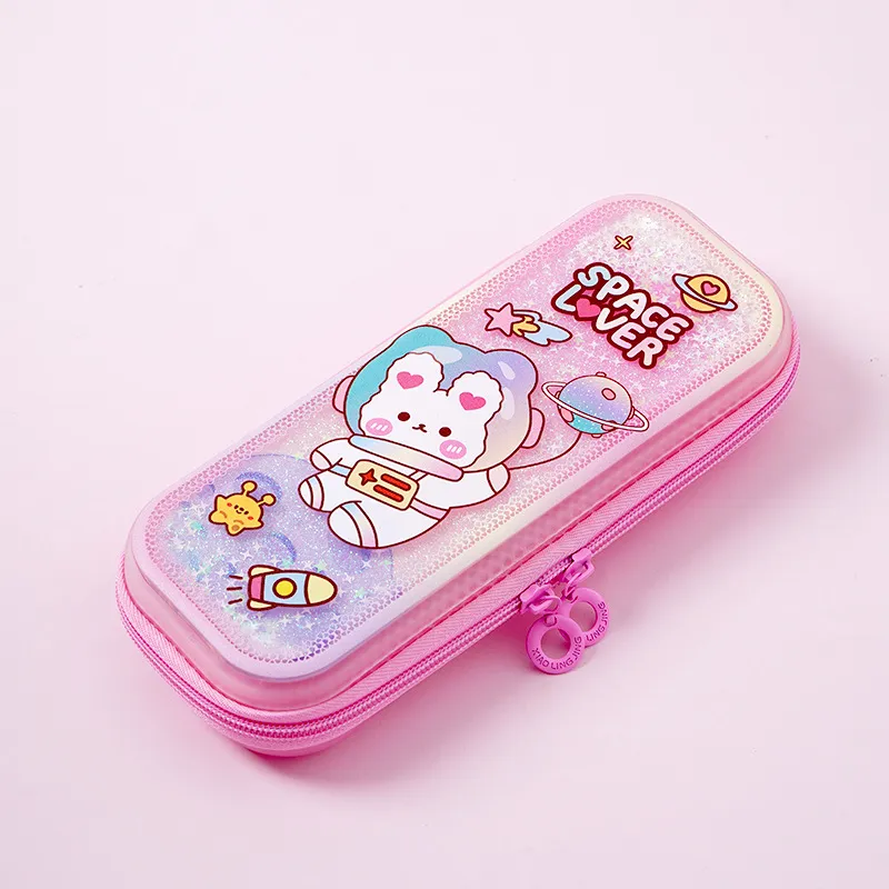 Pen Case Filled with Oil Quicksand Pen Box Cartoon TPU Student Stationery Box Children&prime;s Pencil Case Pouch