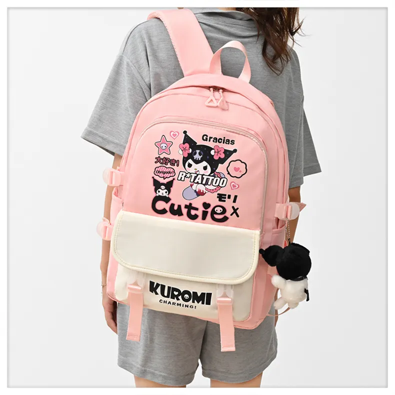 Kuromi&prime;s New Student Backpack with Large Capacity and Lightweight Oxford Cloth Printed Backpack