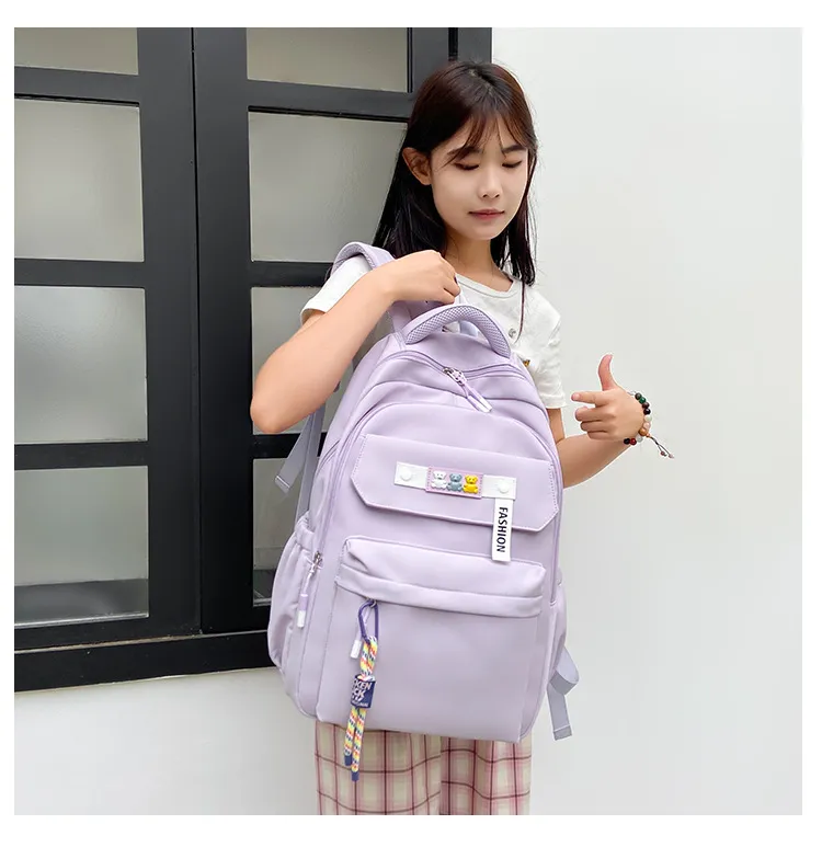 2023 New Leisure Backpack Solid Color Waterproof and Wear Resistant High School Backpack