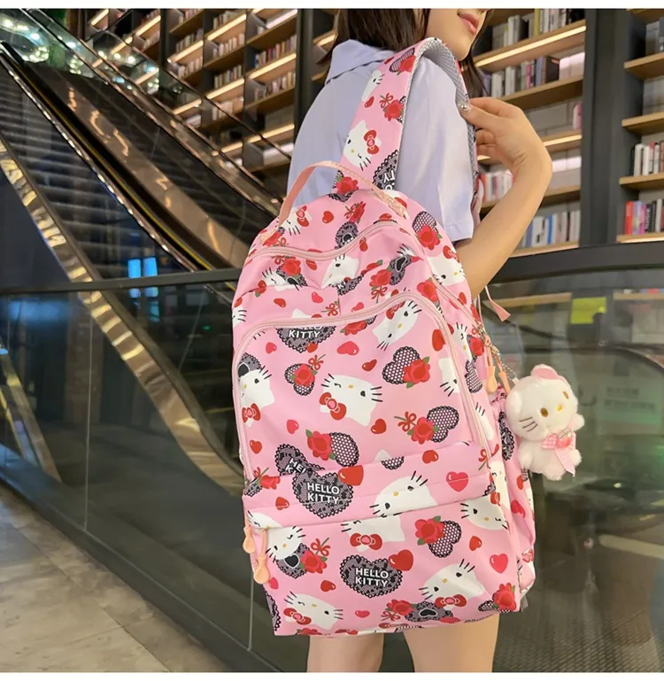 New Backpack Student Cute Cartoon Large Capacity Nylon Lightweight Backpack