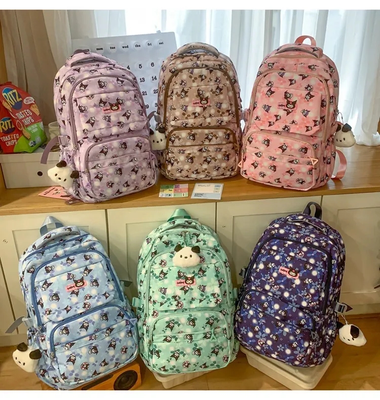 New Cartoon Backpack Nylon Cute Men&prime;s and Women&prime;s Load Reducing Large Capacity Backpack