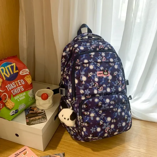 New Cartoon Backpack Nylon Cute Men′s and Women′s Load Reducing Large Capacity Backpack