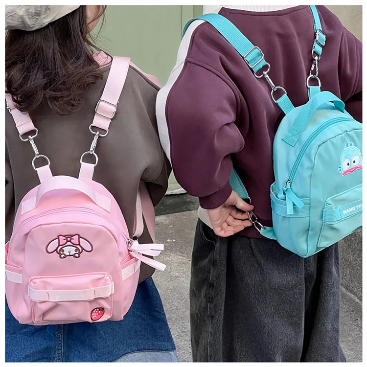 New Children&prime;s Backpack Lightweight Nylon Embroidered Bag Large Capacity Crossbody Handheld Creative Backpack