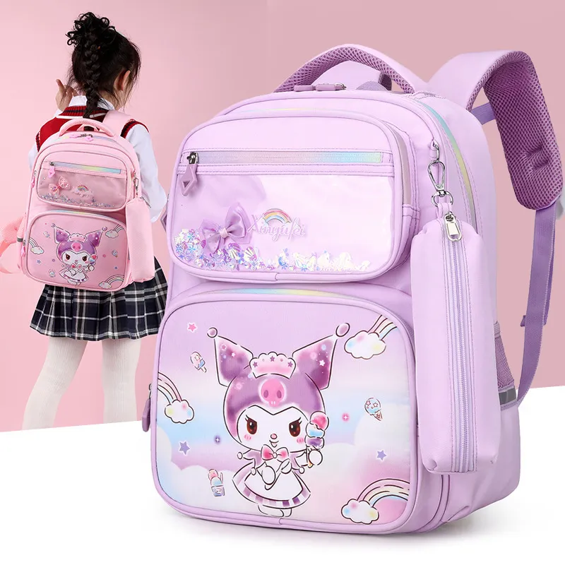 Elementary School Cartoon Fresh Backpack for Stress Relief and Spine Protection Backpack with Multiple Compartments and Large Capacity Backpack