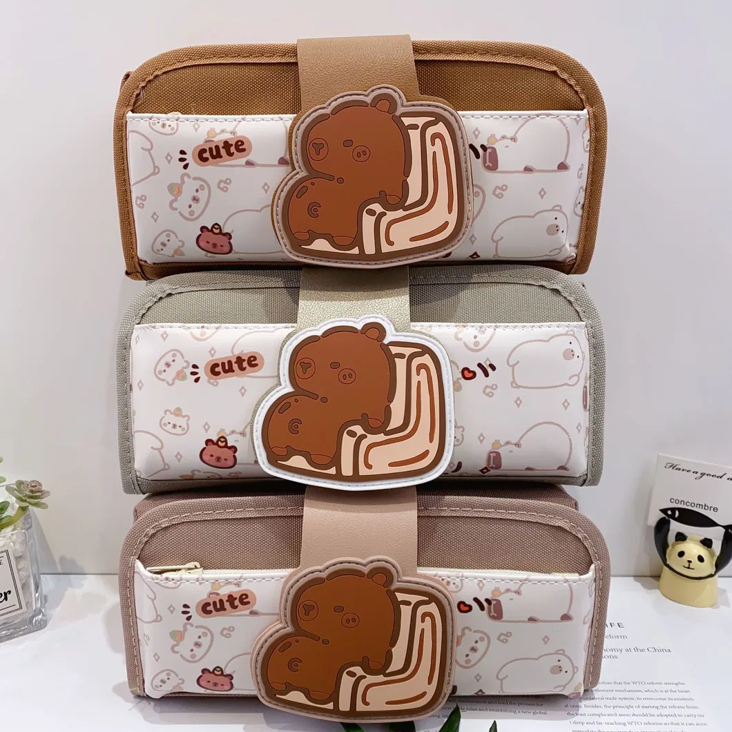 New Large Capacity Pencil Case Cute Cartoon Double-Layer Pencil Case Stationery Bag Student Storage Bag