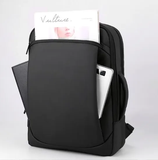 Custom Logo Stylish Business Leather Travel Laptop Backpack Bag with USB Charging Port for Men Women School Backpack