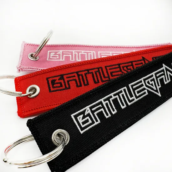High Quality Custom Handmade Embroidery Woven Keychain Tag Woven Keychain with Your Own Logo