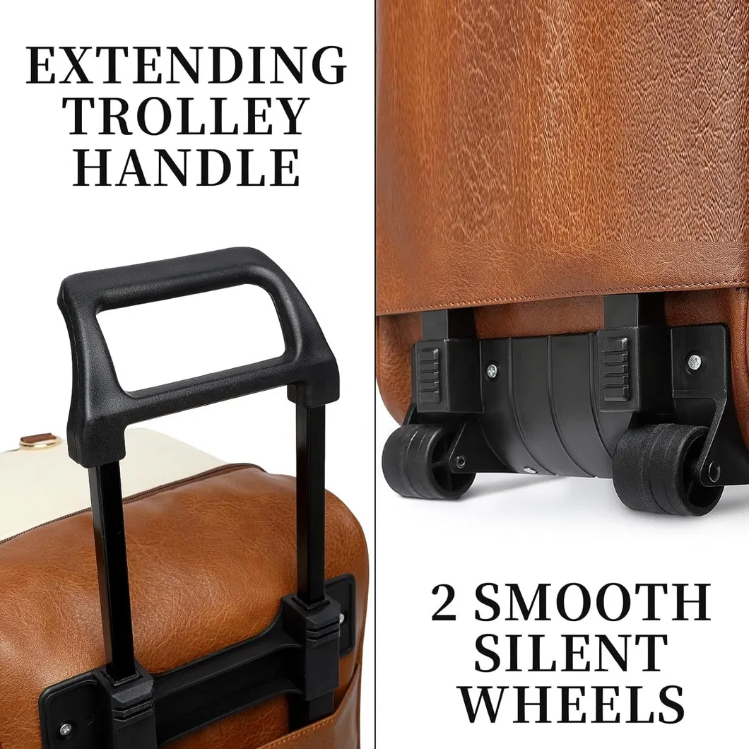 2024 New Custom Leather Travel Bags Gym Weekender Duffle Bag with Shoes Compartment