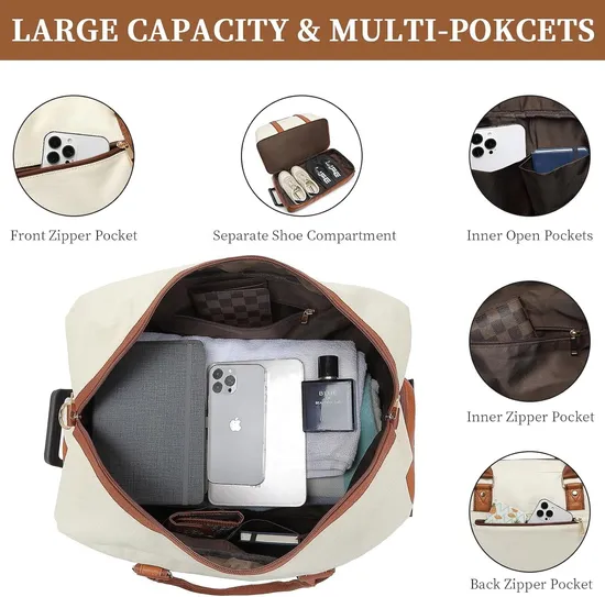 Customizable Large Fitness Duffle Bag Female Durable Travel Duffel Bag with Shoes Compartment