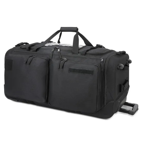 Multi-Pocket Trolley Bag Travel Bag with Wheels Trolley Wheeled Duffel Suitcase Luggage Rolling Duffle Bag
