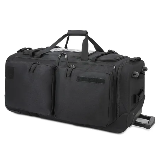 Multi-Pocket Trolley Bag Travel Bag with Wheels Trolley Wheeled Duffel Suitcase Luggage Rolling Duffle Bag