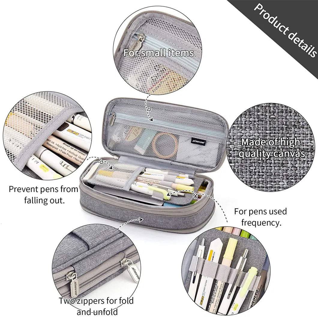 Zipper Stationery Organizer Bag Pencil Case Pen Pouch Bag for School Student