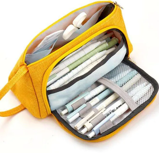 Wholesales Custom Big Capacity Large Storage Canvas Pencil Pen Case Pouch Stationery Bag for Office School Teen Girl Boy