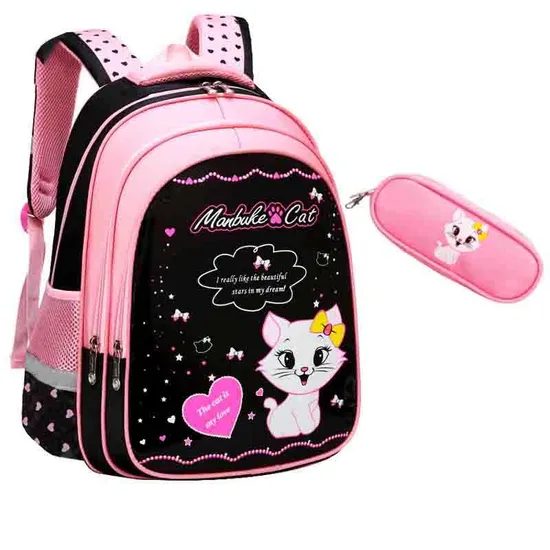 Children Double Shoulder 7-9-12 Year Old Schoolbag Princess Backpack School Girls Backpack Bag Korean Version of Cute Polyester