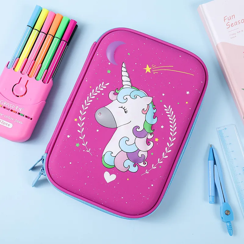 New Large Capacity Pen Bag Cute Cartoon Unicorn Pencil Case with Zipper