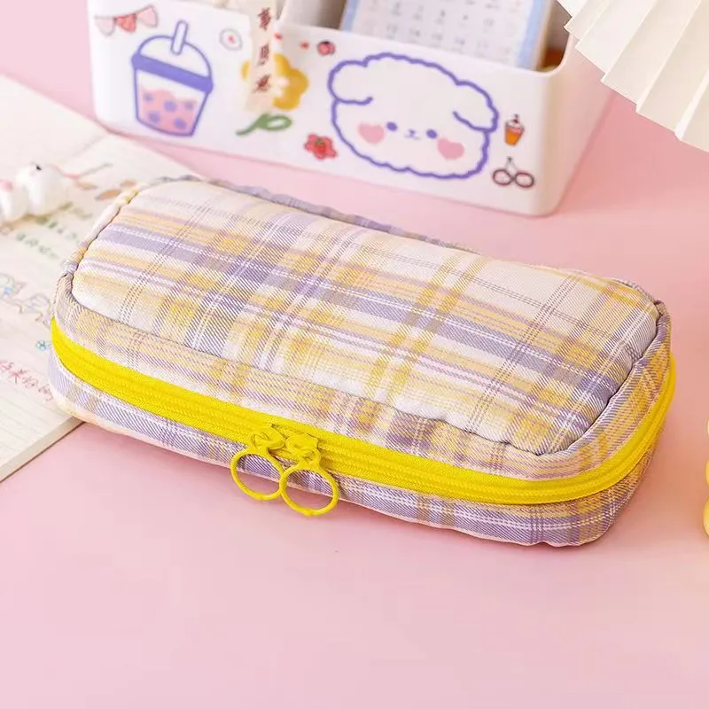 Big Capacity Fashion Cute School Student Multifunction Blank Canvas Pencil Case