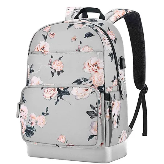 Customized Anti-Theft Stylish Casual Students Shockproof Waterproof College Laptop USB Charging Port Backpack Women Girls