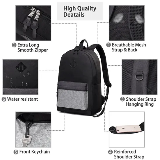 Wholesales New Design Schoolbag Leisure Waterproof Mochilas Bookbag Back Pack Book Bag School Backpack for Teenaner