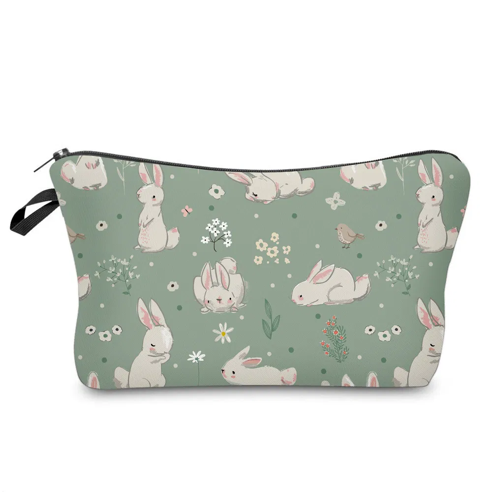 Cartoon Cute Bunny School Pencil Bag Zipper Makeup Cosmetic Pouch Waterproof