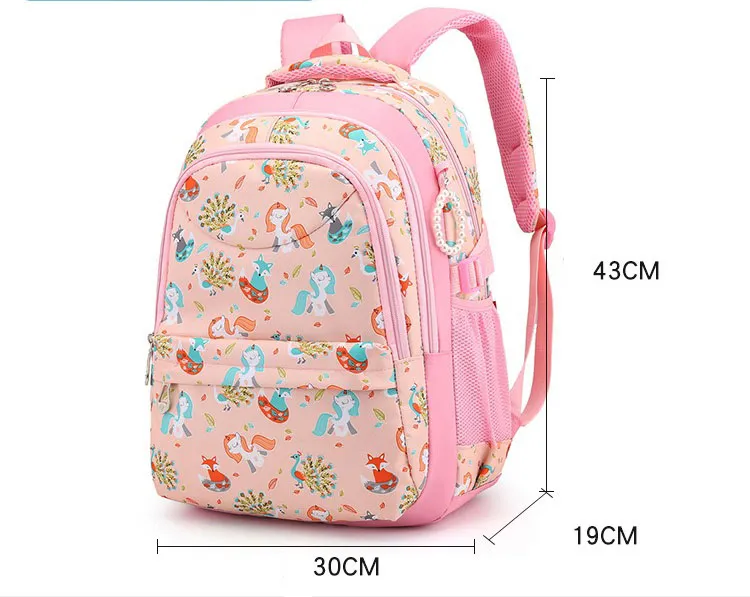 Simggle Backpack Primary Secondary Students Waterproof School Bag Cute Cartoon Printed Backpacks for Girls