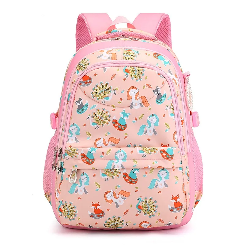 Simggle Backpack Primary Secondary Students Waterproof School Bag Cute Cartoon Printed Backpacks for Girls