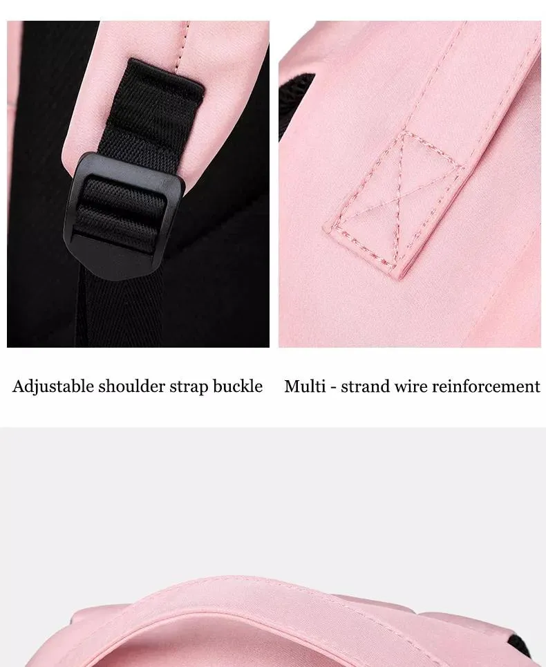 High Quality Middle School Student Book Backpack Bag for Girls Teenagers Pink Large Capacity School Bag