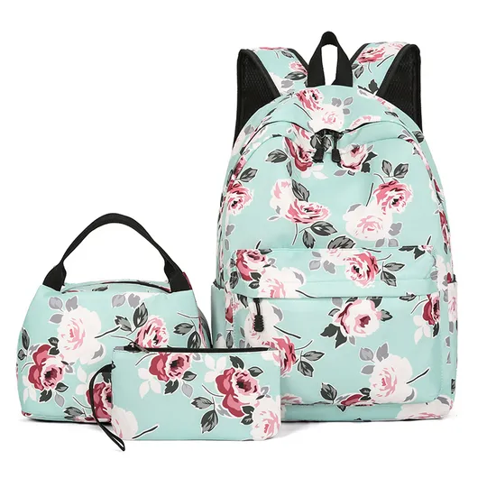 Factory 3 PCS Casual Backpack Insulation Bag Cross-Border New Fashion Floral Minimalist Backpack,