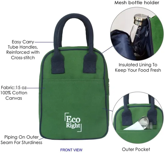 Hand Printed Canvas Lunch Cooler Bag Insulation Cold Storage Picnic Bag Can Be Customized with Logo