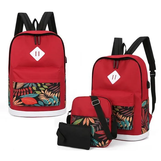 New Simple Large Capacity Backpack Business Leisure Computer Package Outdoor Travel Three-Piece Backpack