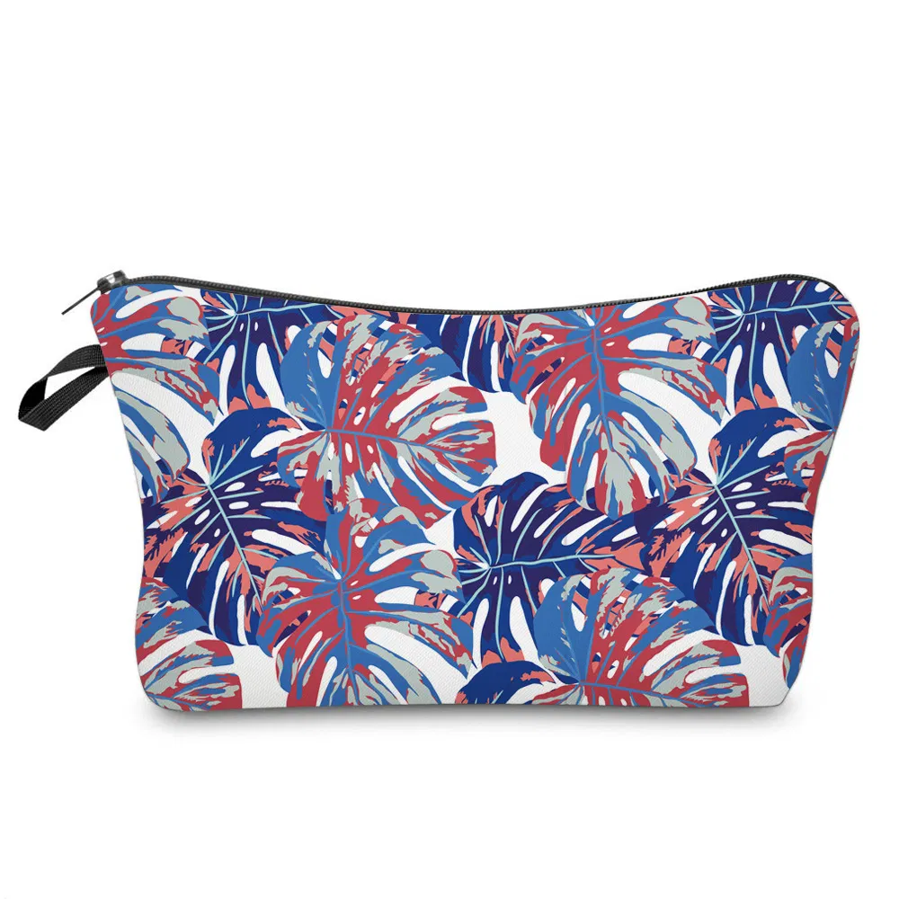 Fashion Retro Leaf Design Girls Pencil Pouch Travel Cosmetic Makeup Bag Custom