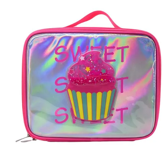 Holographic Cupcake Sweet Print Lunch Bag with Handle for Student
