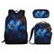 Book Bag for High School Starry with Animal Pattern Print School Bags with Lunch Box Kids School Lunch Bags 3PCS Set
