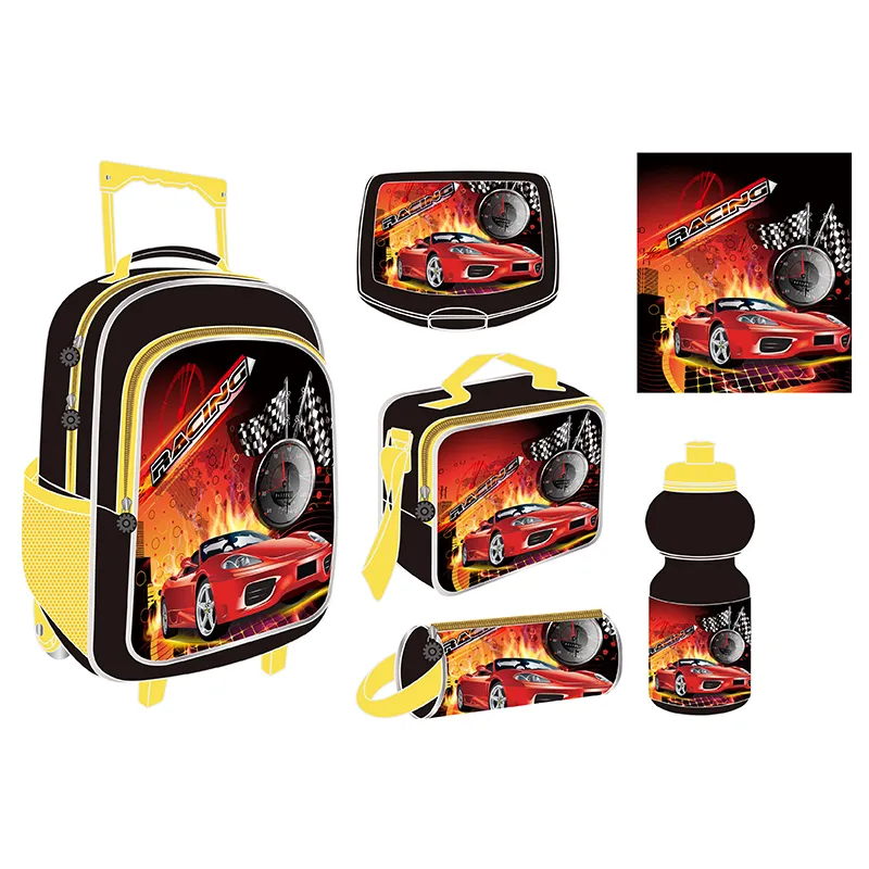 Custom 5 PCS Set Waterproof Backpack Girl Daily Fashion Kids Character School Trolley Bags