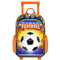 Custom 3 Pieces Sets Football Pattern Kids Boys School Trolley Bag Backpack with Wheels