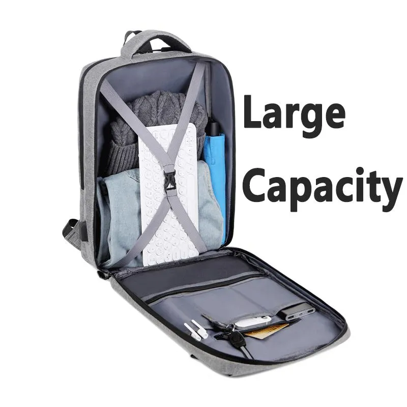 Backpack Laptop Bag Market Polyester Travel Business Bookbag Anti Theft Backpack with USB Charger Port