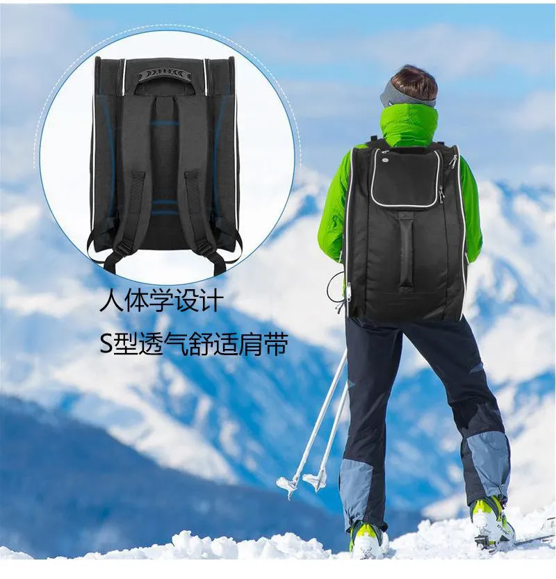 Customized Portable Ski Board Bag Outdoor Ski Sports Equipment Helmet Boots Storage Backpack