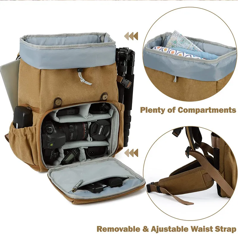 Custom Canvas Shoulder Camera Lens Bag Outdoor Multi Functional Men&prime;s Large Capacity Retro Travel Bag