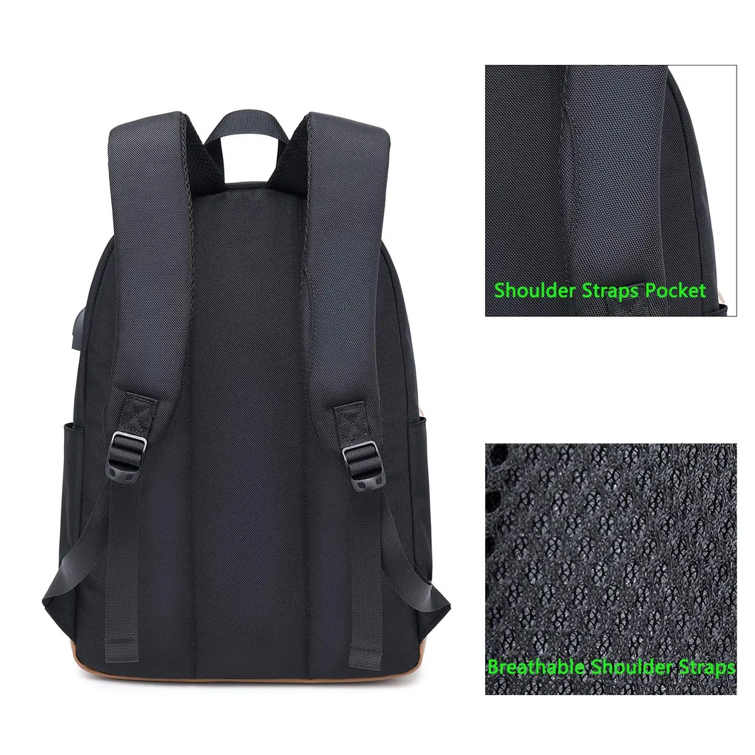 Classical Basic Travel Backpack Student College Men Water Resistant Laptop School Bag Bookbag with USB Charging