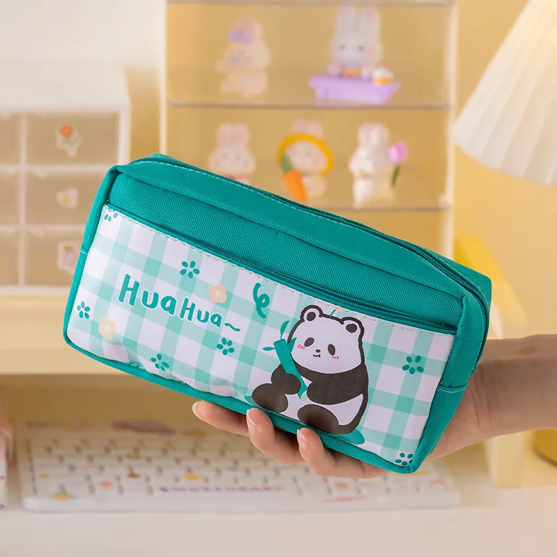 Large Capacity School Children Kawaii Cartoon Canvas Oxford Pencil Case with Zipper