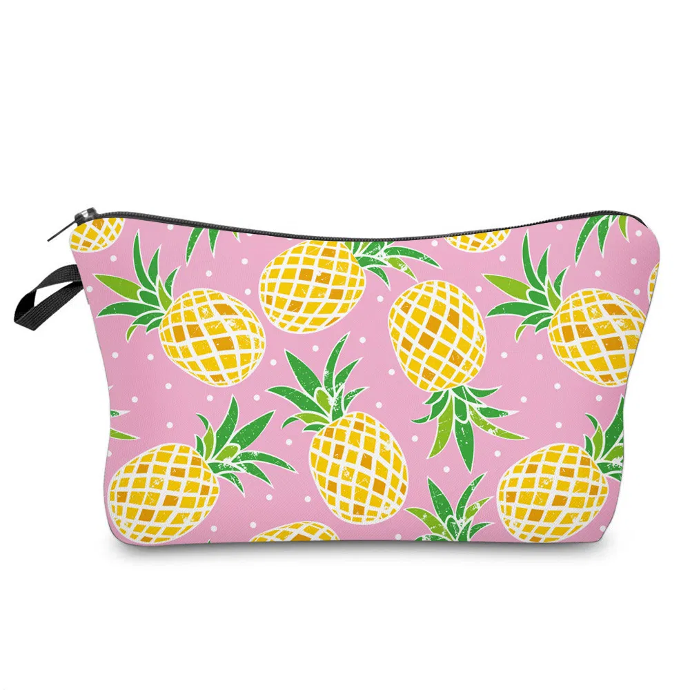 Wholesale Custom Pineapple Print Pencil Pouch Lady Cosmetic Bag with Logo