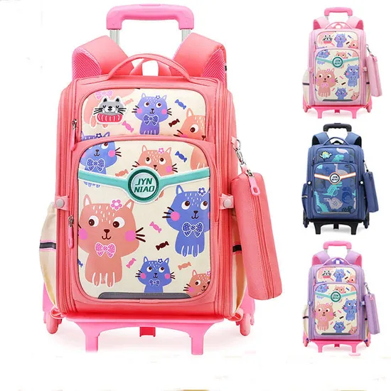 Elementary School Students Trolley Schoolbags Lightweight Towable and Detachable Two-Purpose Trolley Schoolbag